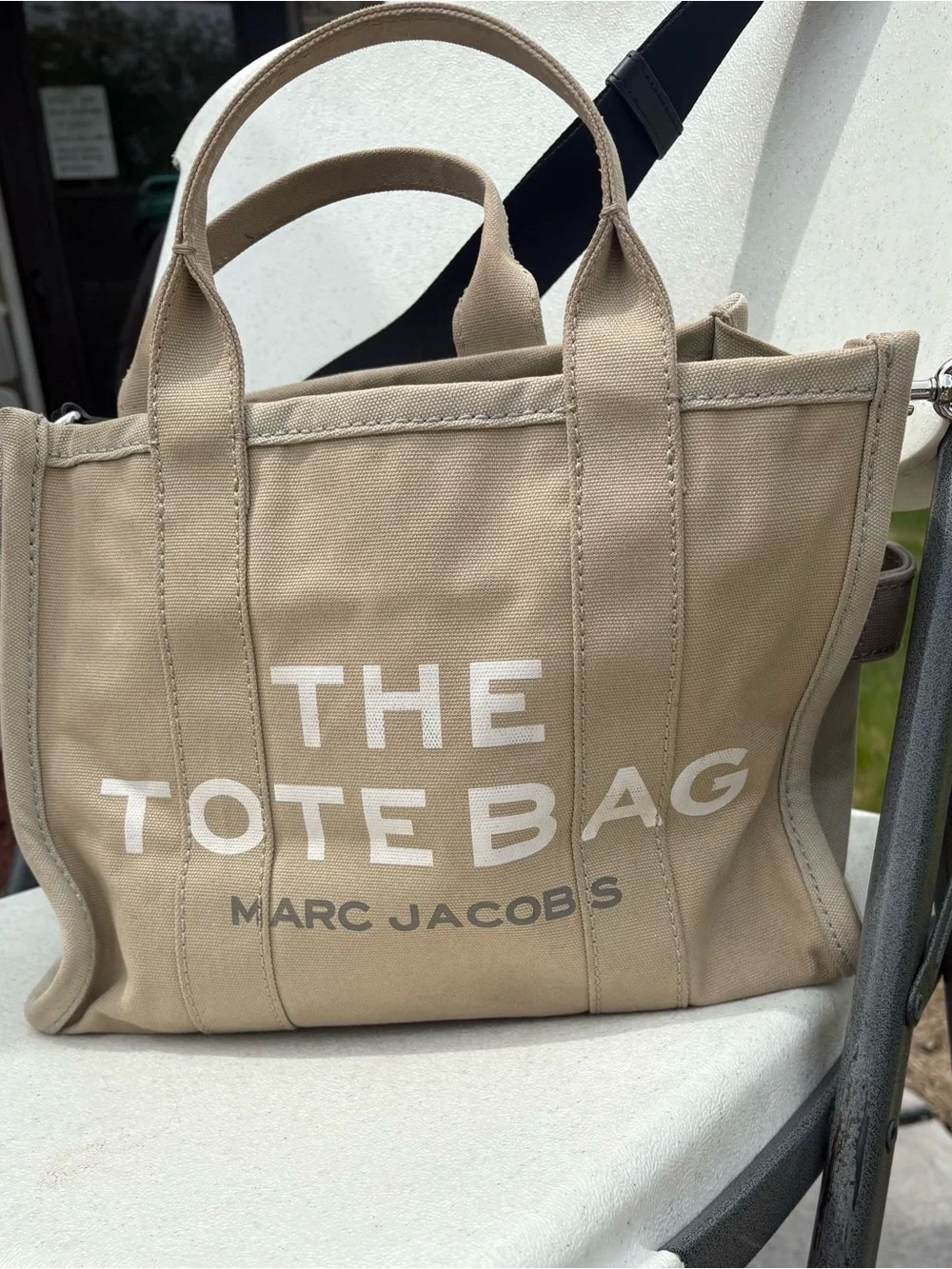 Marc Jacobs Beige Canvas Tote with White Logo